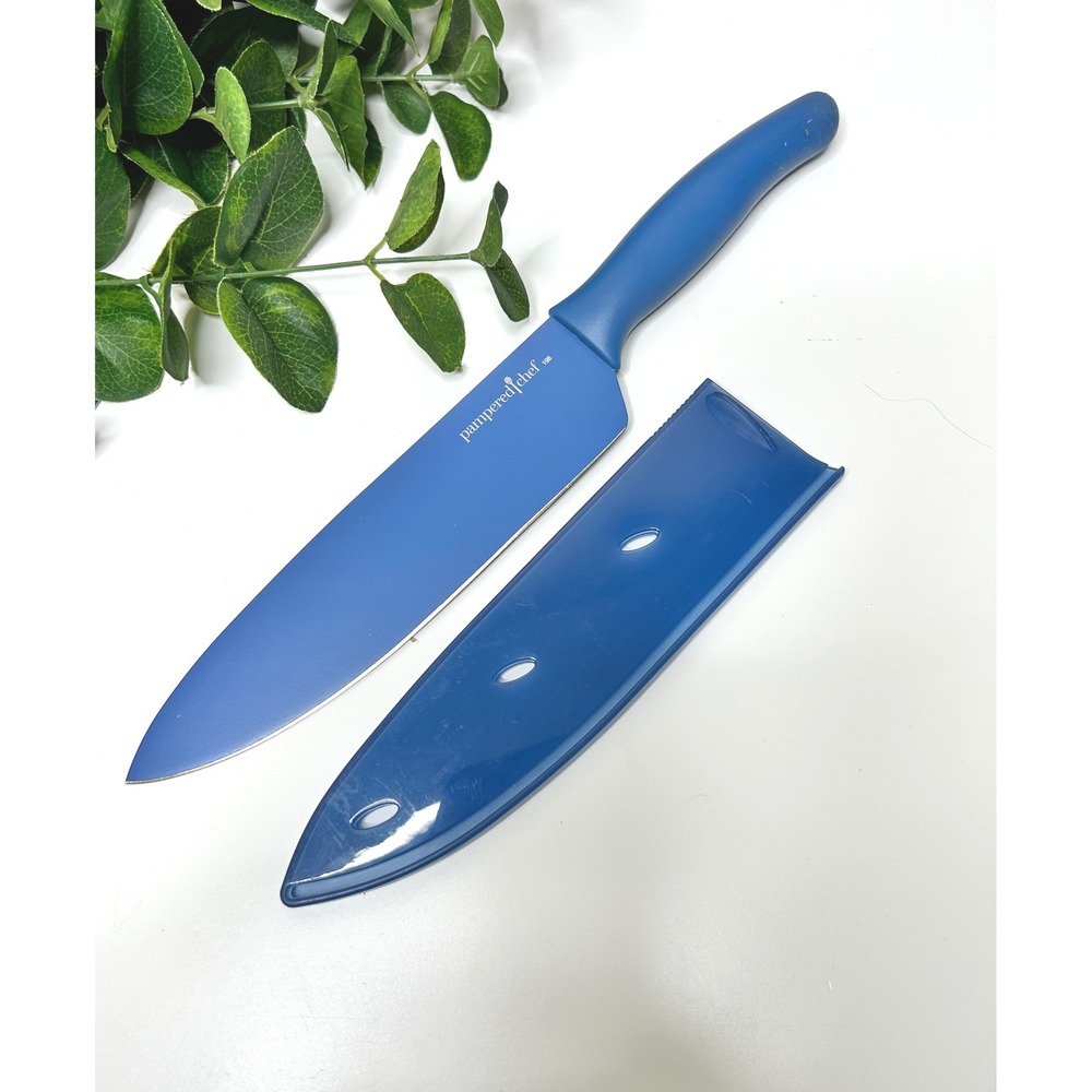 Pampered Chef Coated Chef's Knife #1516 -‎ Blue